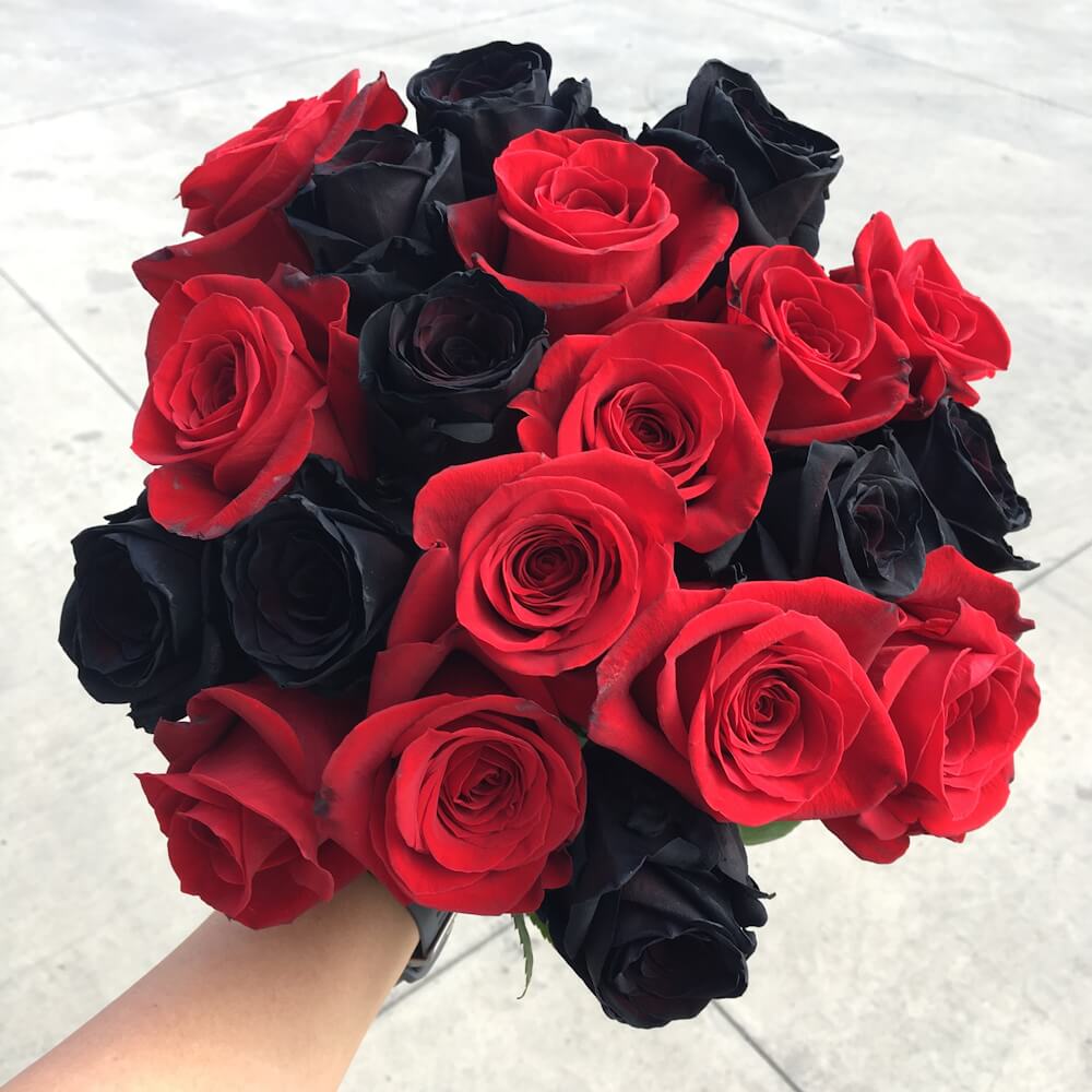 black and red roses bouquet "Deep Love"