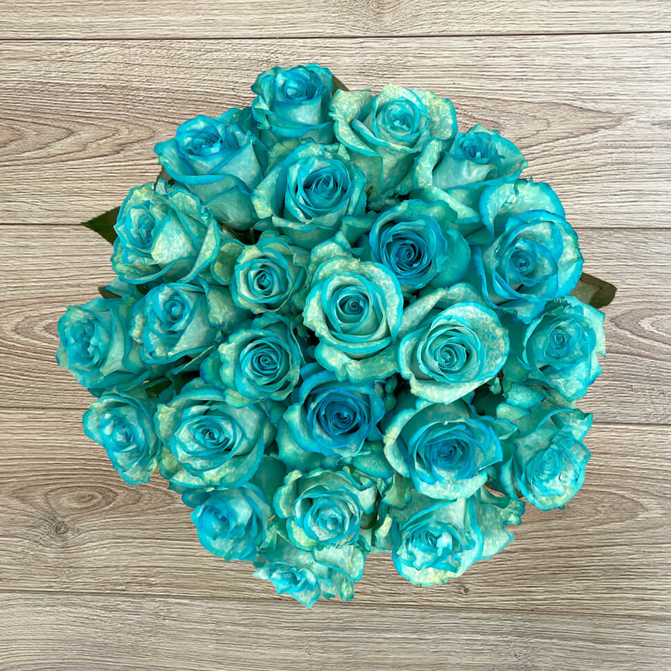 Dry Snow aquamarine roses bouquet by Rosaholics