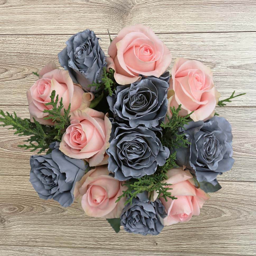 Pink and Silver Roses - Milan Bouquet by Rosaholics